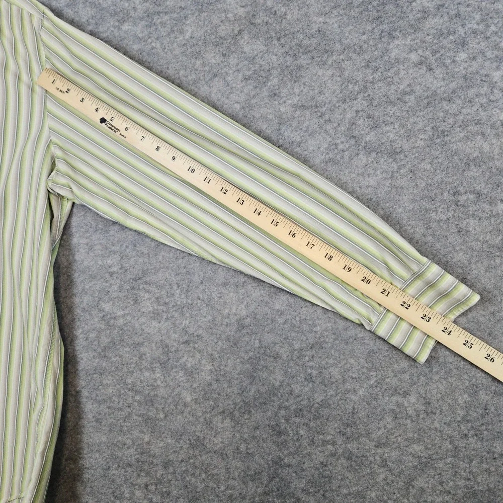 Banana Republic‎ Men's Green/Beige Striped Dress Shirt Size L Classic Fit Preppy